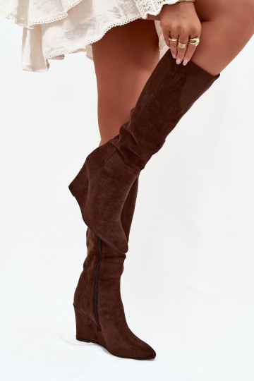 pašiltinti moteriški ilgaauliai batai Ant platformos CzekoladoĮe Rosina 2