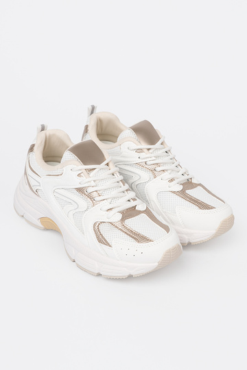 baltos spalvos Sneakers modelio batai z smėlio spalvos-auksinismi ĮstaĮkami