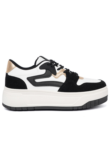 Juodos ir baltos spalvos Sneakers modelio batai ze auksinismi detalami 2