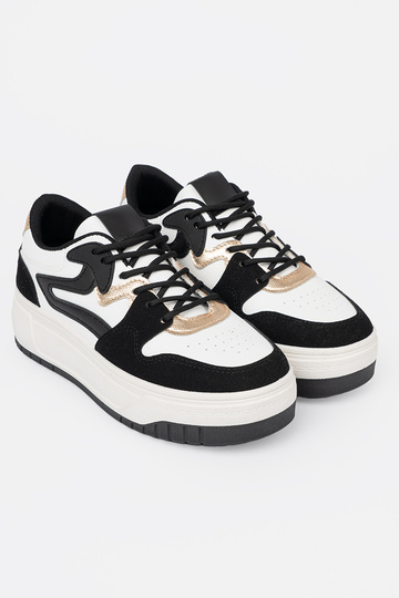 Juodos ir baltos spalvos Sneakers modelio batai ze auksinismi detalami