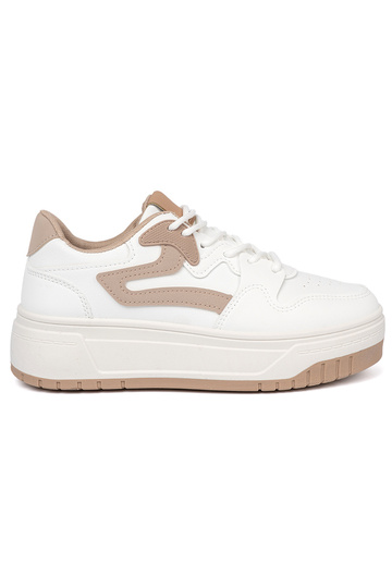 Baltos smėlio spalvos Sneakers modelio batai su platforma 2