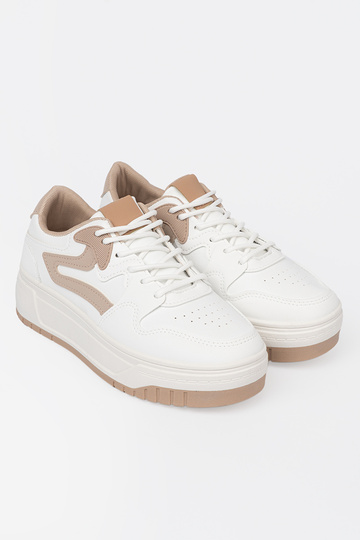Baltos smėlio spalvos Sneakers modelio batai su platforma
