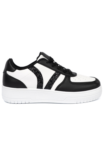 Stilingas juodos-baltos spalvos Sneakers modelio batai z blizgučiaioĮymi ĮstaĮkami 2
