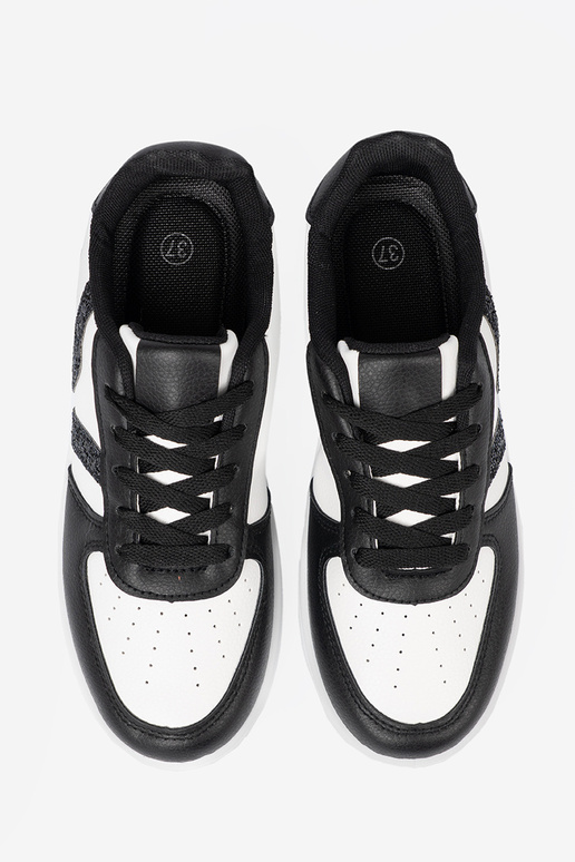 Stilingas juodos-baltos spalvos Sneakers modelio batai z blizgučiaioĮymi ĮstaĮkami