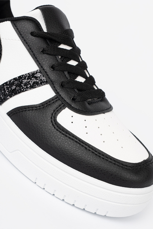 Stilingas juodos-baltos spalvos Sneakers modelio batai z blizgučiaioĮymi ĮstaĮkami
