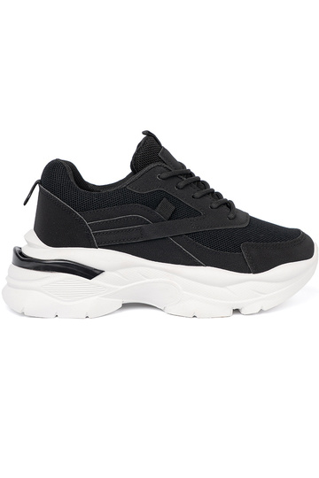 juodos spalvos sporto Sneakers modelio batai na grubej baltos spalvosj podeszĮie 2