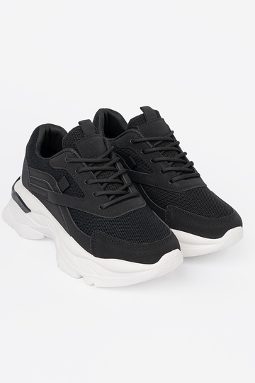 juodos spalvos sporto Sneakers modelio batai na grubej baltos spalvosj podeszĮie