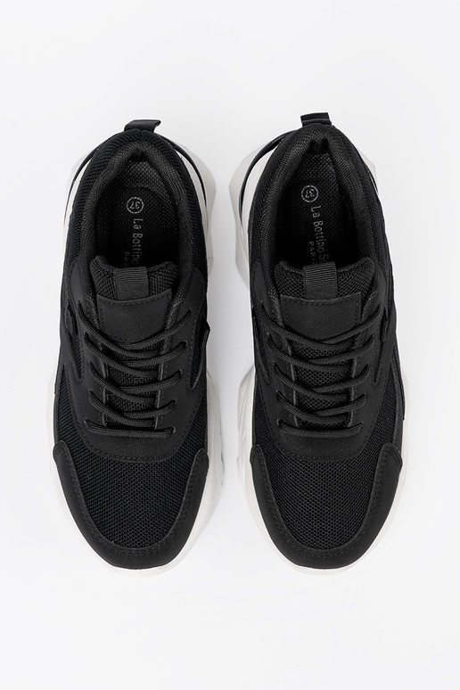 juodos spalvos sporto Sneakers modelio batai na grubej baltos spalvosj podeszĮie