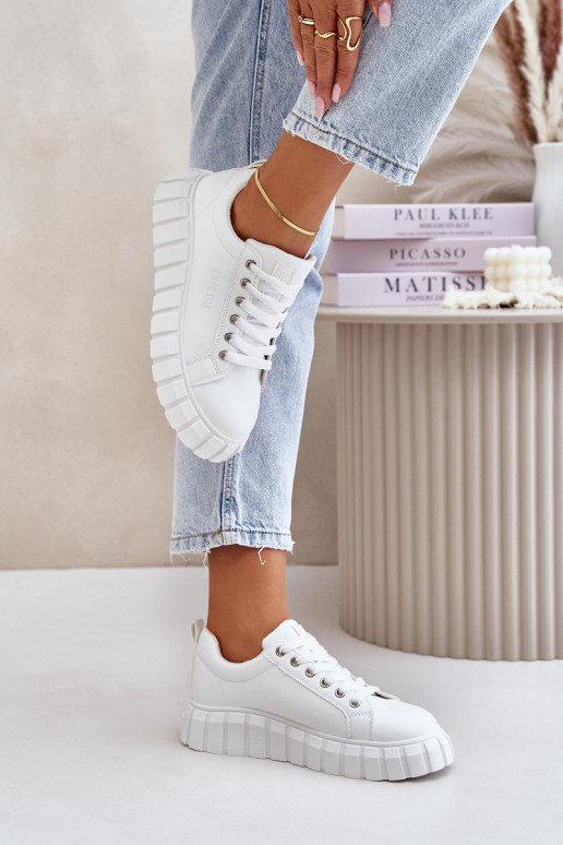 pašiltinti Sneakers modelio batai Moteriškas Big Star MM274616 baltos spalvos