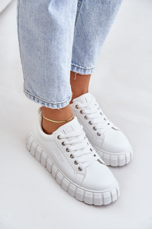 pašiltinti Sneakers modelio batai Moteriškas Big Star MM274616 baltos spalvos