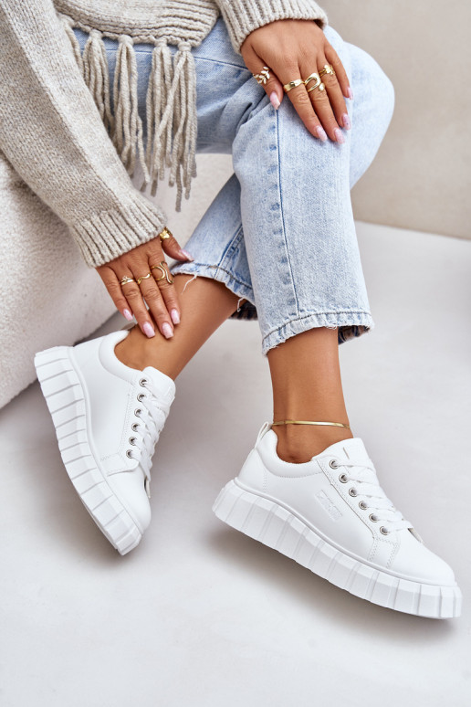 pašiltinti Sneakers modelio batai Moteriškas Big Star MM274616 baltos spalvos