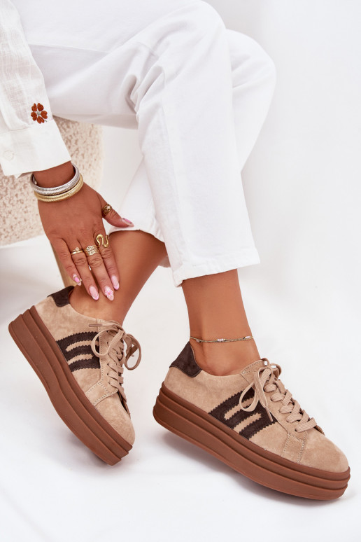 Sneakers modelio batai Moteriškas su platformasuĮjungtaturalnego iš zomšosu smėlio spalvos Eldira Sneakers modelio batai Moteriškas su platformasuĮjungtaturalnego iš zomšosu smėlio spalvos Eldira