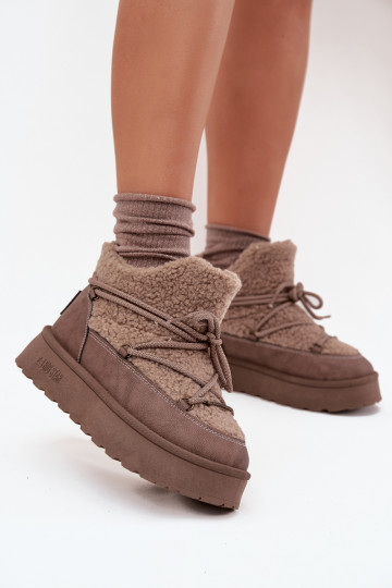 sniego batai Moteriškas su platforma su kailiuku Typu Baranek Big Star SS274112 rudos spalvos