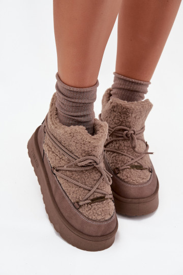 sniego batai Moteriškas su platforma su kailiuku Typu Baranek Big Star SS274112 rudos spalvos 2