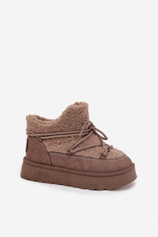 sniego batai Moteriškas su platforma su kailiuku Typu Baranek Big Star SS274112 rudos spalvos