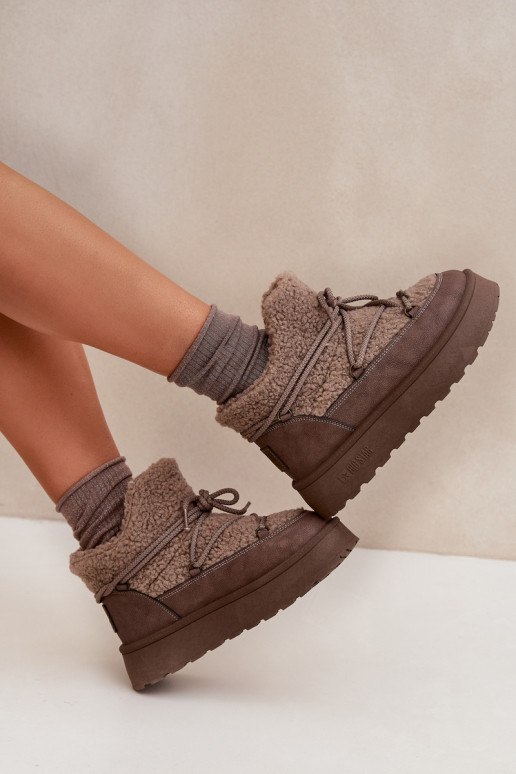 sniego batai Moteriškas su platforma su kailiuku Typu Baranek Big Star SS274112 rudos spalvos