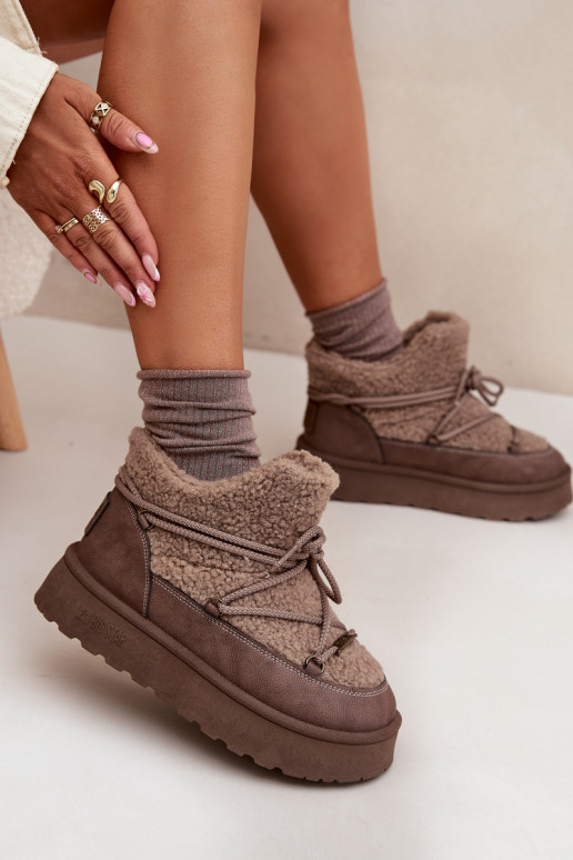 sniego batai Moteriškas su platforma su kailiuku Typu Baranek Big Star SS274112 rudos spalvos
