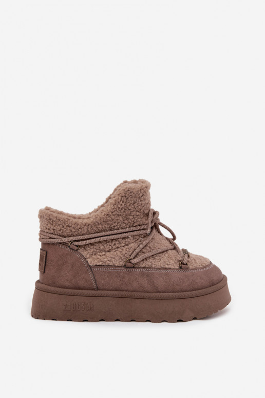 sniego batai Moteriškas su platforma su kailiuku Typu Baranek Big Star SS274112 rudos spalvos