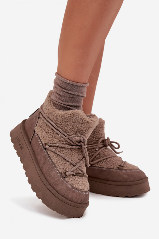 sniego batai Moteriškas su platforma su kailiuku Typu Baranek Big Star SS274112 rudos spalvos