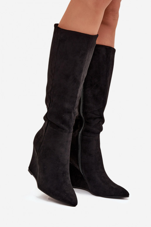 pašiltinti moteriški ilgaauliai batai Ant platformos juodos spalvos Rosina