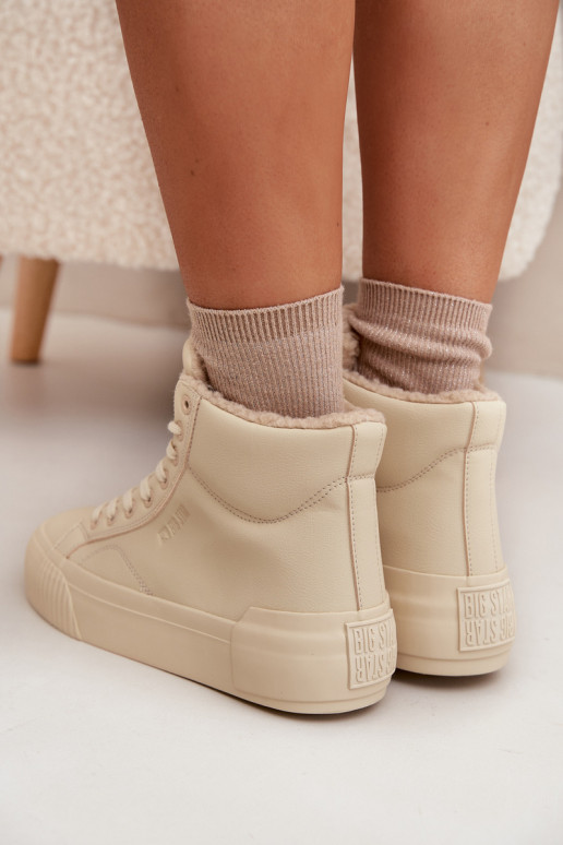 pašiltinti Laisvalaikio bateliai su platforma Big Star OO274795 smėlio spalvos