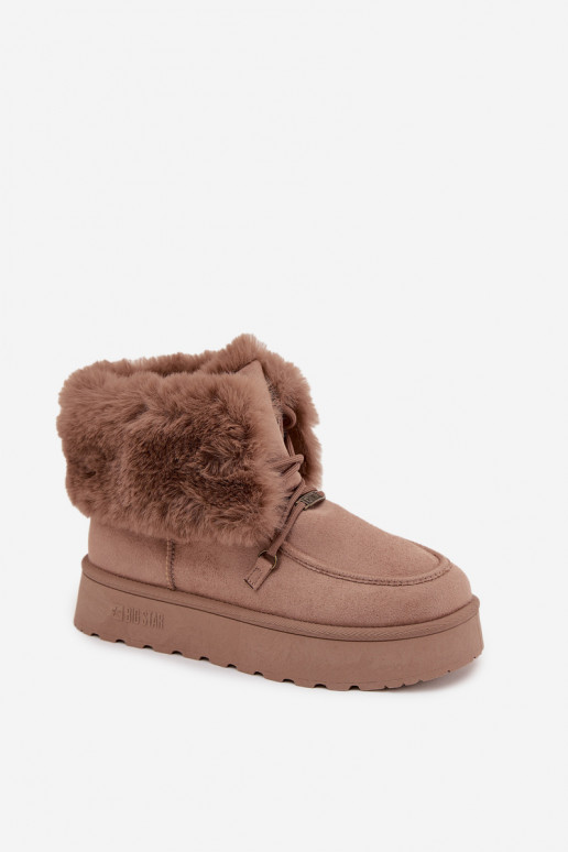 sniego batai Moteriškas su platforma su kailiuku I INiązaniem Big Star SS274114 smėlio spalvos