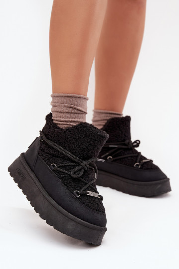 sniego batai Moteriškas su platforma su kailiuku Typu Baranek Big Star SS274109 juodos spalvos