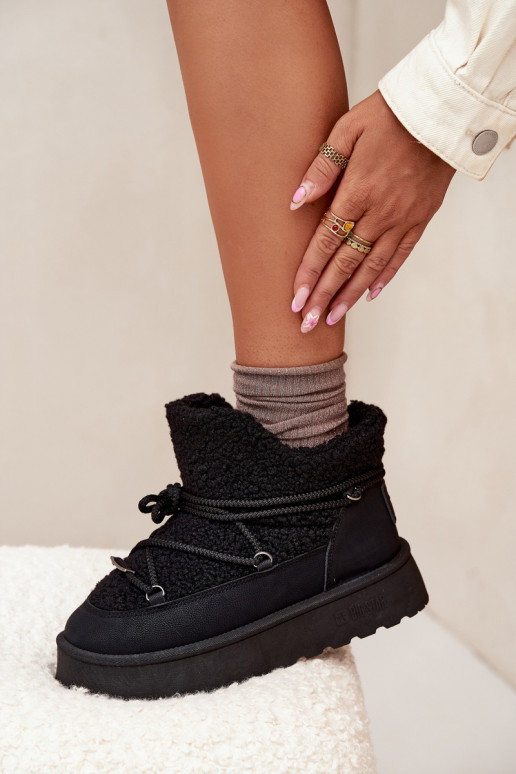 sniego batai Moteriškas su platforma su kailiuku Typu Baranek Big Star SS274109 juodos spalvos