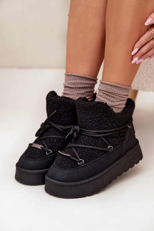 sniego batai Moteriškas su platforma su kailiuku Typu Baranek Big Star SS274109 juodos spalvos
