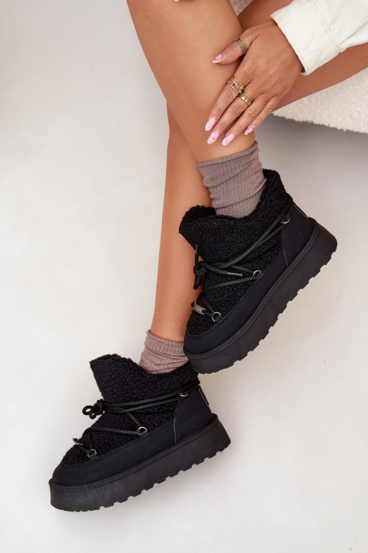 sniego batai Moteriškas su platforma su kailiuku Typu Baranek Big Star SS274109 juodos spalvos