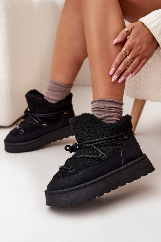 sniego batai Moteriškas su platforma su kailiuku Typu Baranek Big Star SS274109 juodos spalvos