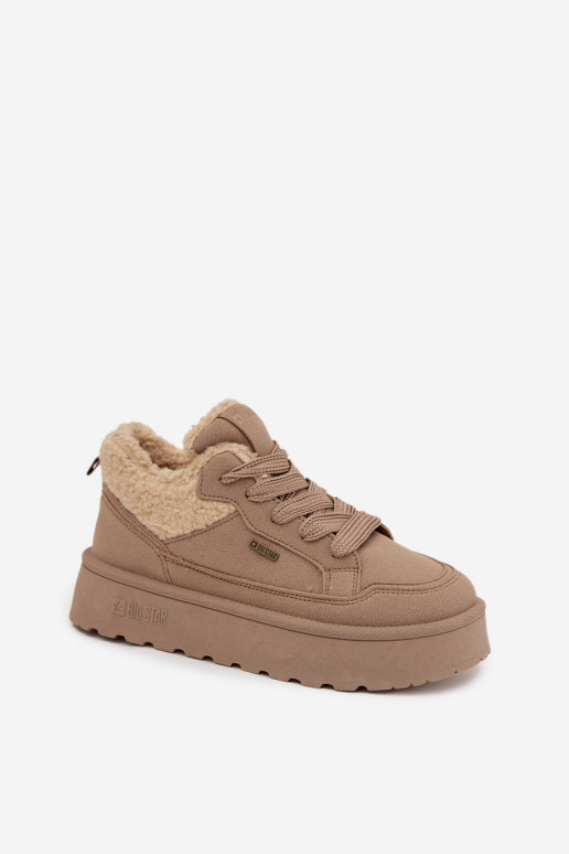 Sneakers modelio batai Moteriškas su platforma su kailiuku Typu Baranek Big Star SS274105 smėlio spalvos Sneakers modelio batai Moteriškas su platforma su kailiuku Typu Baranek Big Star SS274105 smėlio spalvos
