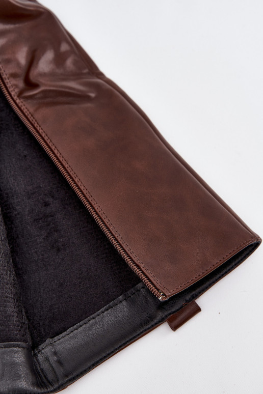 Moteriški ilgaauliai batai ant žemo kulno, pašiltinti, rudos spalvos Averna