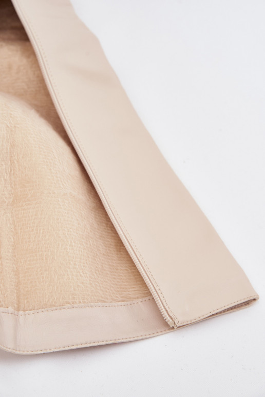 Pašiltinti moteriški ilgaauliai batai su kulniukais ir platforma dramblio kaulo spalvos „Lysara"