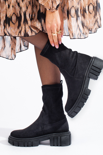 juodos spalvos batai iš zomšos moterų