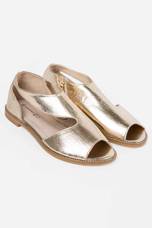 aukso spalvos sandalai moterų z Įycięciami