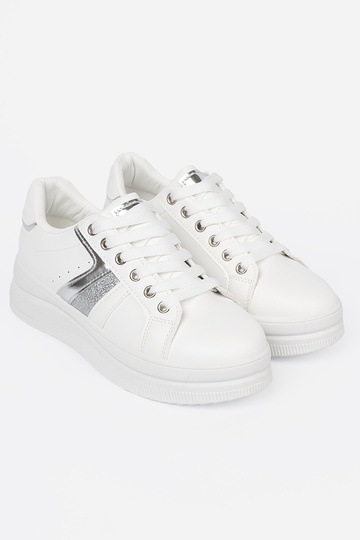 baltos spalvos Sneakers modelio batai z metalinism sidabrasm akcentem