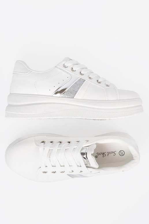baltos spalvos Sneakers modelio batai z metalinism sidabrasm akcentem