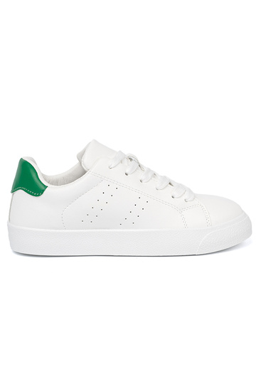 Klasikinio modelio baltos spalvos Sneakers modelio batai z žaliasm akcentem 2