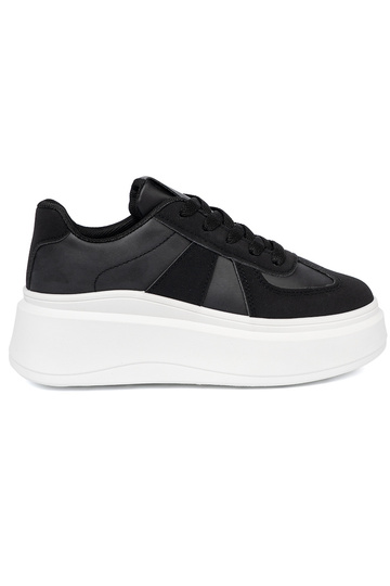 Klasikinio modelio juodos spalvos Sneakers modelio batai ant storo pado 2