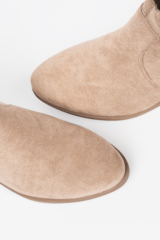 smėlio spalvos batai kaubojiški batai iš zomšos