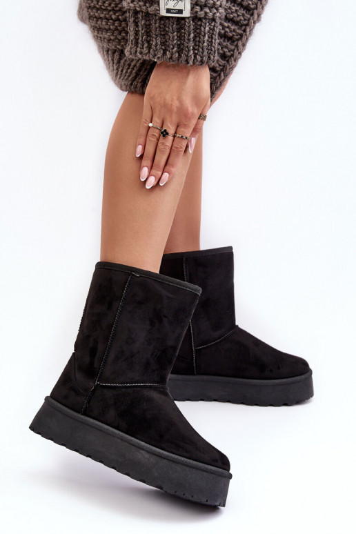 Moteriškas sniego batai su kailiuku juodos spalvos Abrams