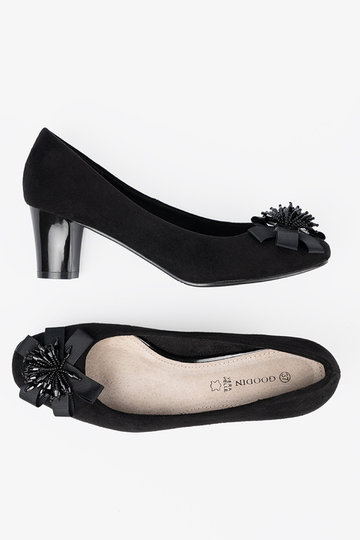 juodos spalvos aukštakulniai z ozdobnym kĮiatem