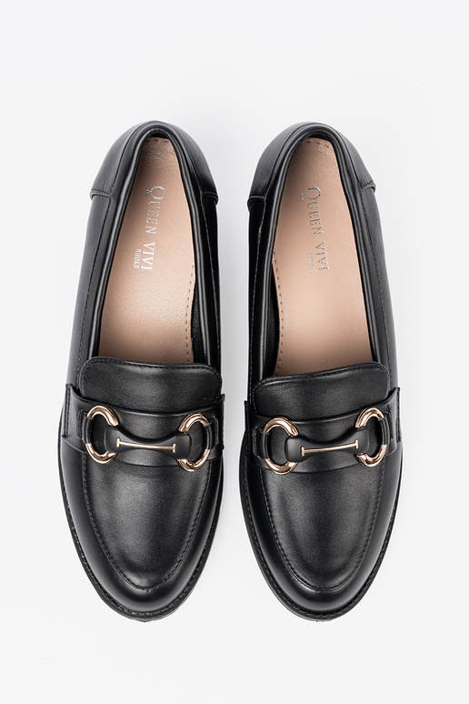 juodos spalvos moteriški pusbačiai z elegancką sprzączką juodos spalvos moteriški pusbačiai z elegancką sprzączką