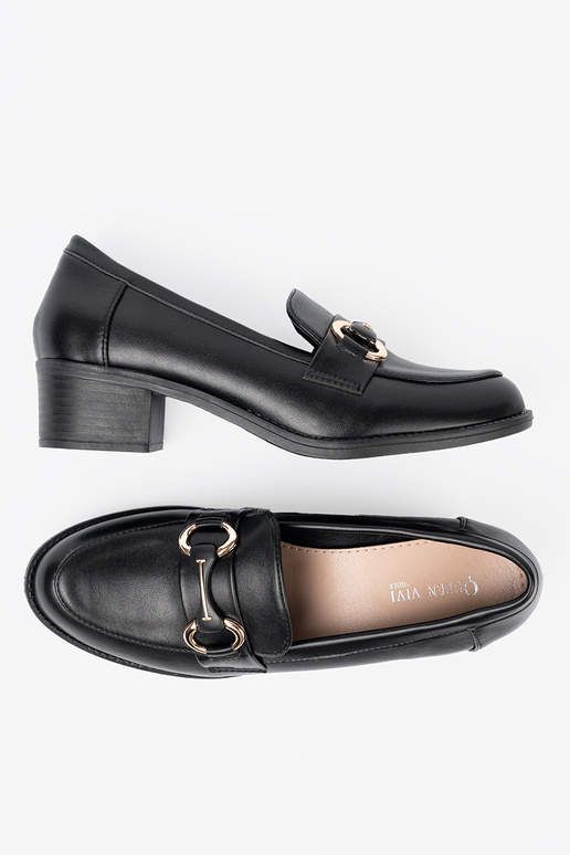 juodos spalvos moteriški pusbačiai z elegancką sprzączką juodos spalvos moteriški pusbačiai z elegancką sprzączką