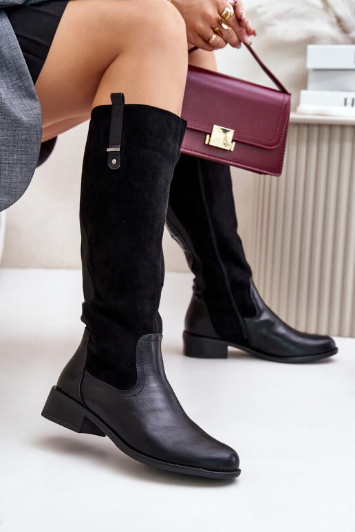 Moteriškas pašiltinti ilgaauliai batai Prieš Kelį Į Pilį juodos spalvos Ivasira