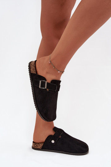 Šlepetės Klumpės Moteriškas su platforma sidabro spalvos su sagtimis Big Star SS274736 juodos spalvos