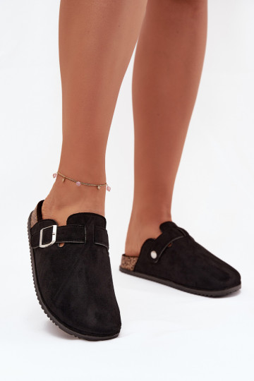 Šlepetės Klumpės Moteriškas su platforma sidabro spalvos su sagtimis Big Star SS274736 juodos spalvos 2