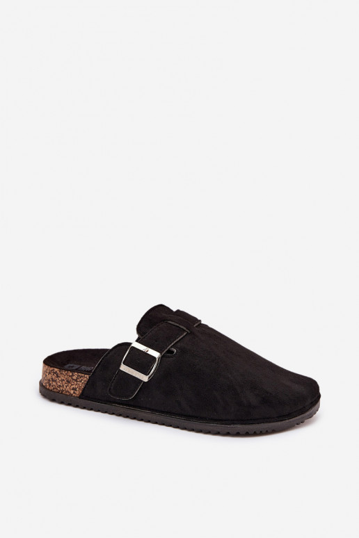 Šlepetės Klumpės Moteriškas su platforma sidabro spalvos su sagtimis Big Star SS274736 juodos spalvos