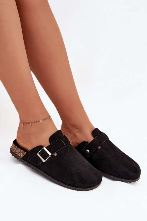 Šlepetės Klumpės Moteriškas su platforma sidabro spalvos su sagtimis Big Star SS274736 juodos spalvos